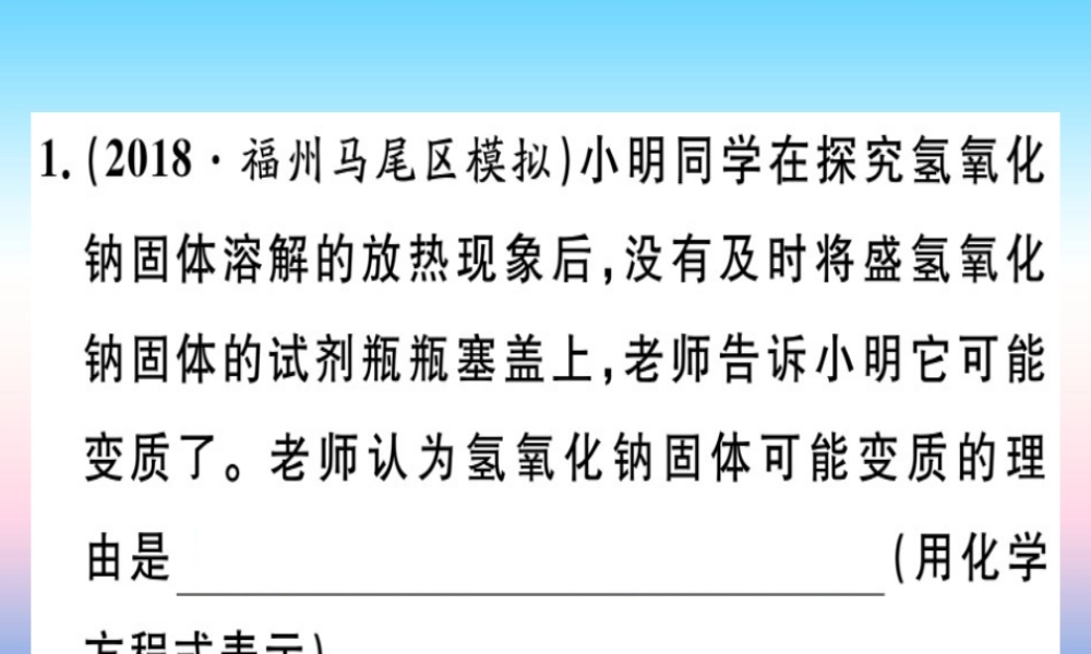 九年级化学下册 专题四 碱变质的探究(实验)习题课件 新人教版 课件