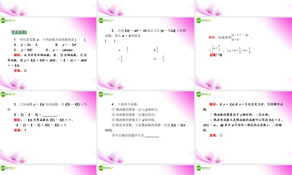 3函数的奇偶数课件 新人教A版 课件