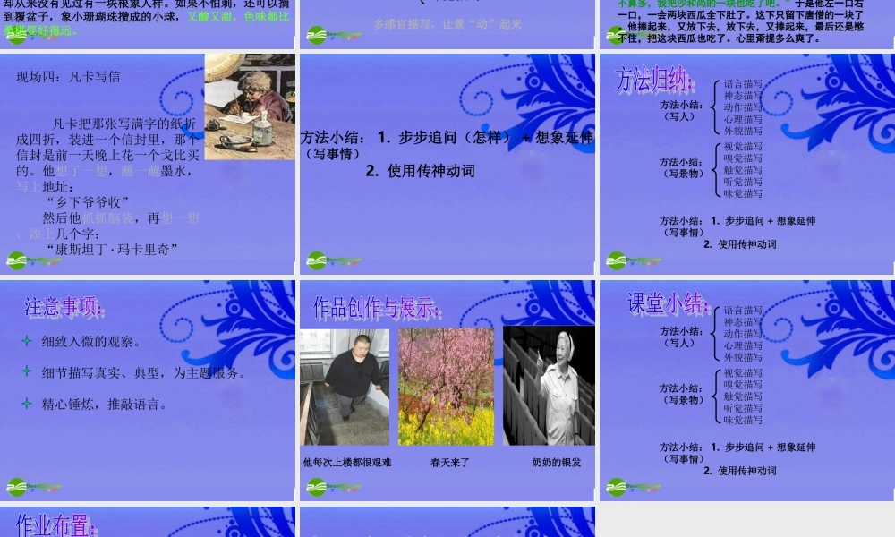 中考语文作文训练指导 五官说--细节描写 课件