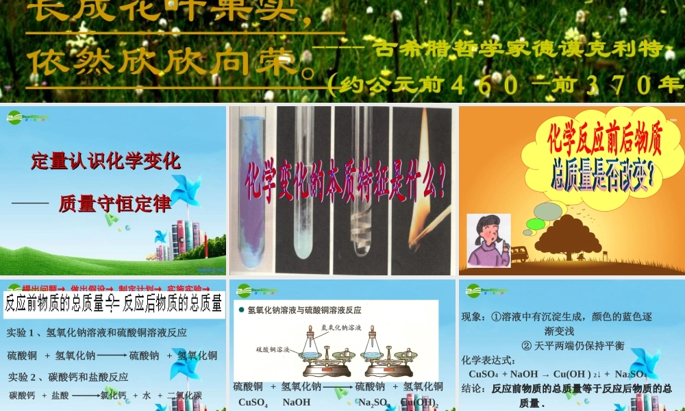 九年级化学上册 质量守恒定律课件 沪教版 课件