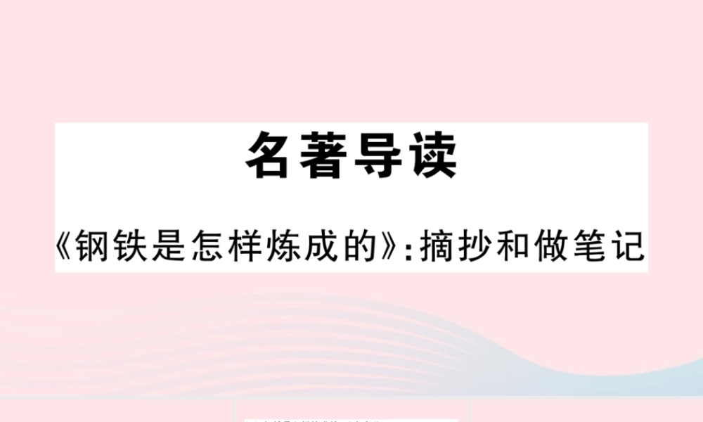 (武汉专版)八年级语文下册 第六单元 名著导读(钢铁是怎样炼成的)习题课件 新人教版 课件
