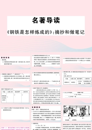 (武汉专版)八年级语文下册 第六单元 名著导读(钢铁是怎样炼成的)习题课件 新人教版 课件