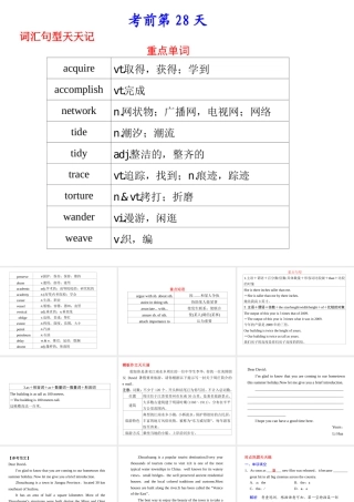 (湖南省专用)高三英语二轮复习 精品考前特训 考前第28天考前必读专题课件