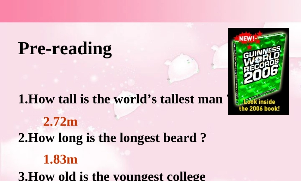 Unit1 The Guinness Book of World Records课件示例 人教版 课件