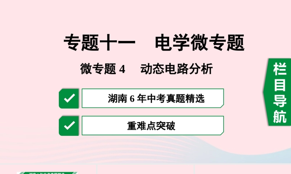 中考物理一轮复习 专题十一 电学微专题 微专题4 动态电路分析课件