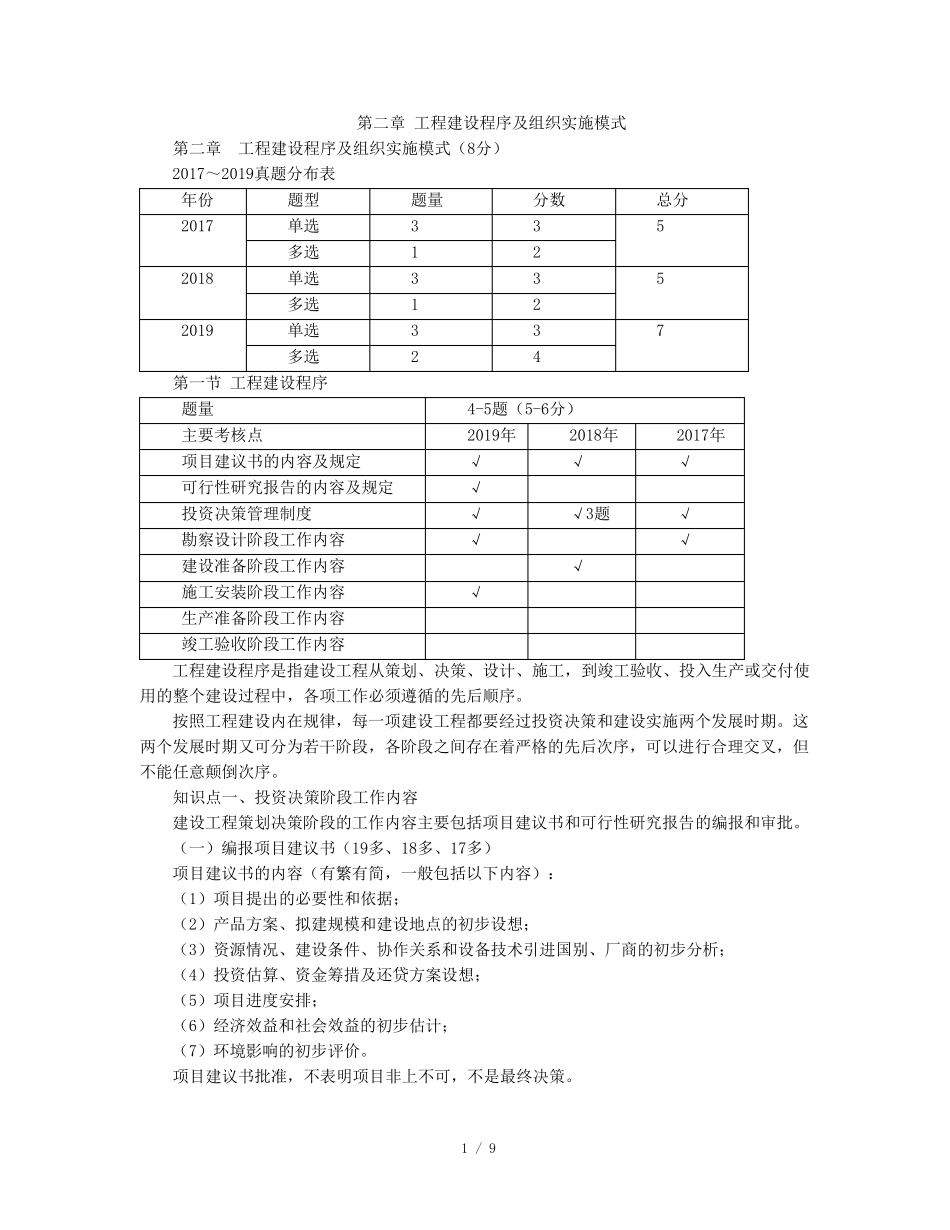 02、建设工程监理概论 - 第二章 工程建设程序及组织实施模式_第1页