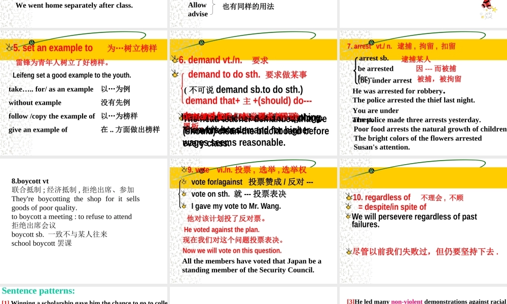 Unit14 The third period-words and grammar 人教版高二英语Unit14 Freedom fighters全单元课件 人教版高二英语Unit14 Freedom fighters全单元课件