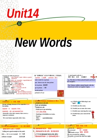 Unit14 The third period-words and grammar 人教版高二英语Unit14 Freedom fighters全单元课件 人教版高二英语Unit14 Freedom fighters全单元课件