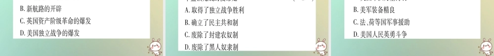 九年级历史上册 第4单元 欧美主要国家的资产阶级革命 第16课 美国独立战争课件 中华书局版 课件