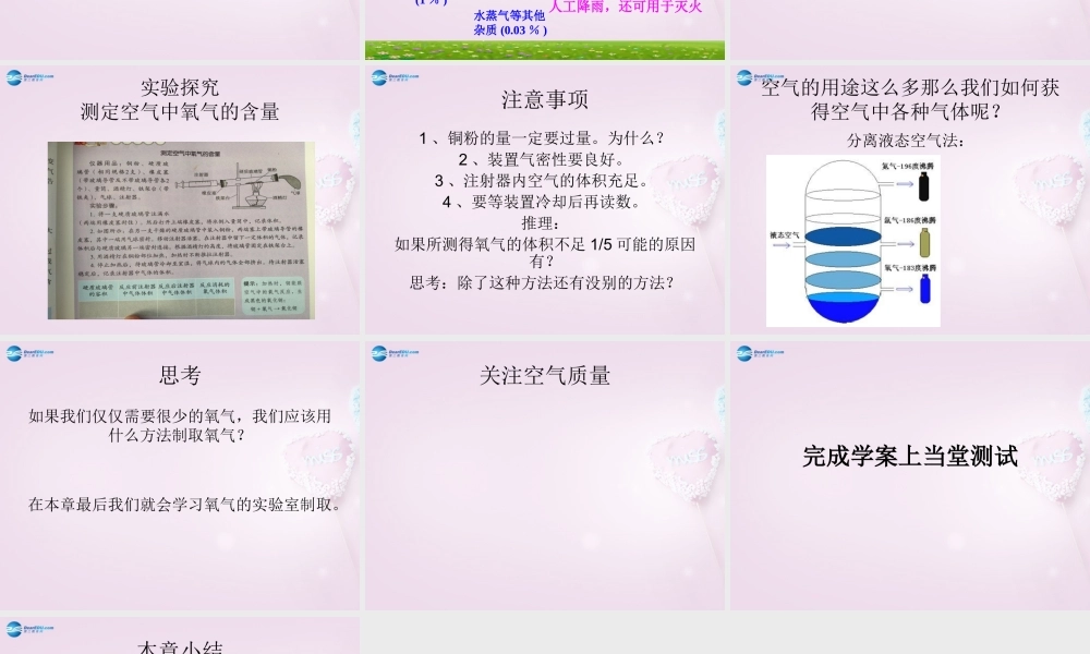 九年级化学全册 第四单元 第一节 空气的组成课件 (新版)鲁教版 课件