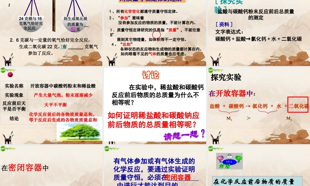 九年级化学 第七章化学反应与化学方程式课件 北京课改版 课件