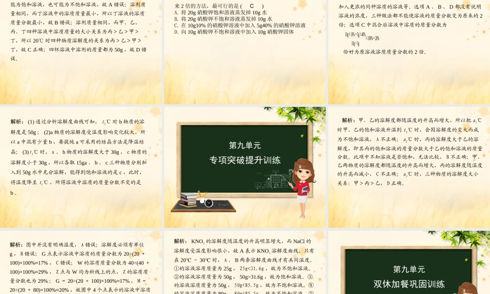 (河北专版)九年级化学 重点题目精讲 第九单元 溶液课件 (新版)新人教版 课件