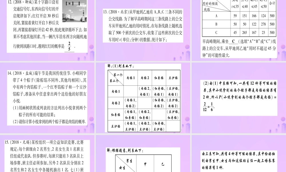 (云南专用)中考数学 第一轮 考点系统复习 第8章 统计与概率 第2节 概率作业课件