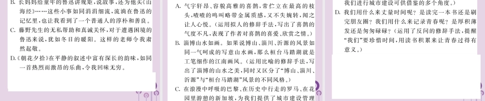 (贵州专版)中考语文复习 第二轮 第一部分 语言积累与运用 专题六 语法与修辞真题汇编课件