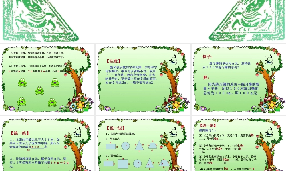 4.1 用字母表示数2 浙江省初一数学(上)全部课件整理 浙教版