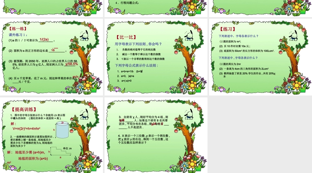 4.1 用字母表示数2 浙江省初一数学(上)全部课件整理 浙教版