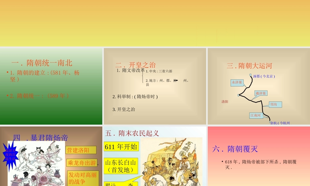 七年级历史下册 第1课隋的统一与大运河课件 北师大版 课件