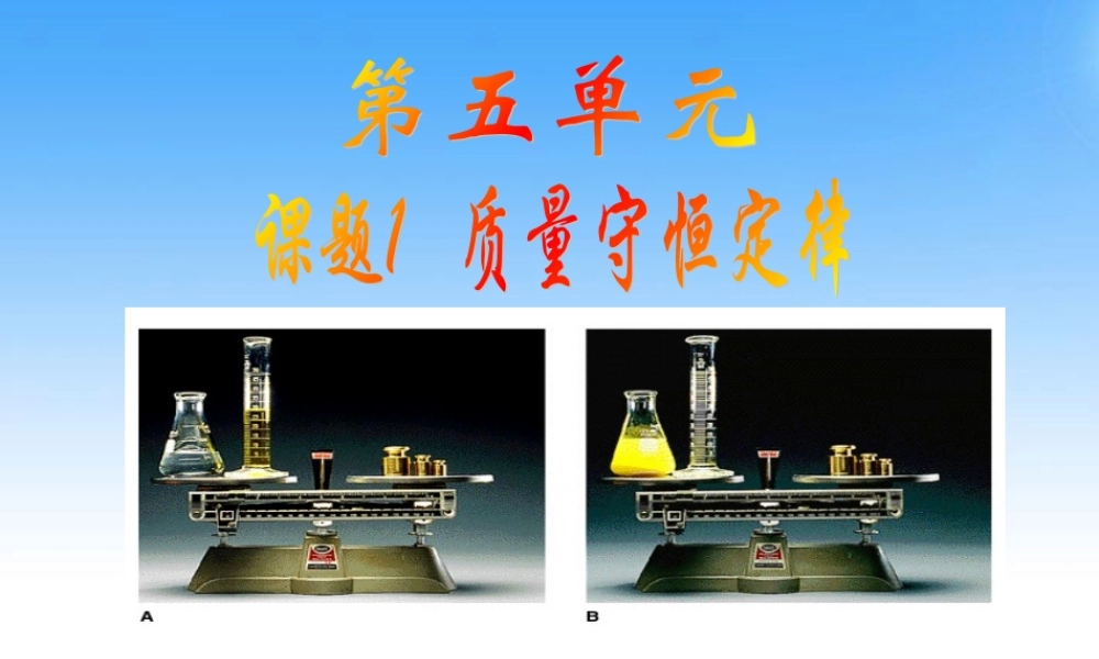九年级化学 质量守恒定律课件 人教新课标版 课件