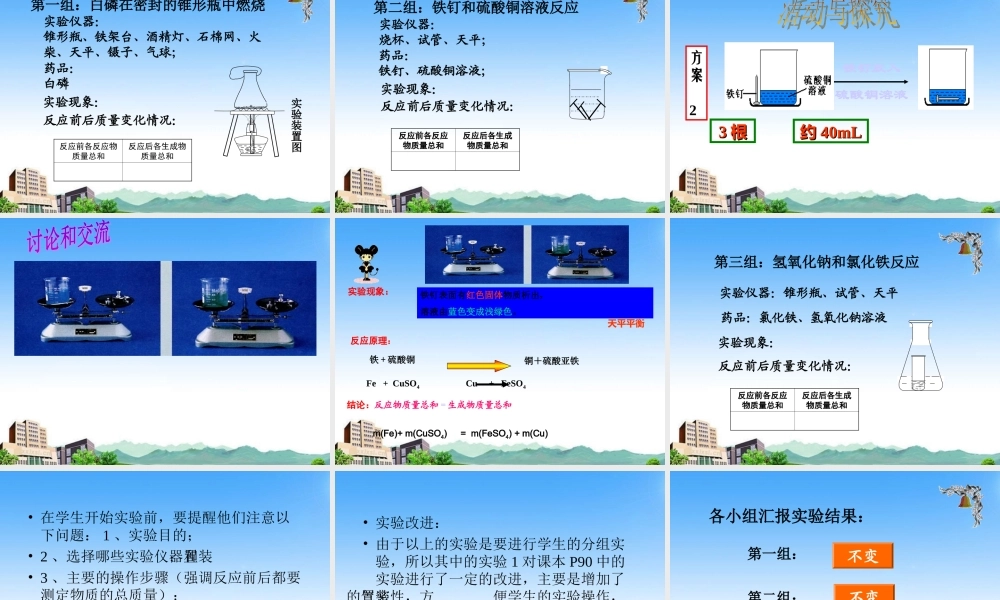 九年级化学 质量守恒定律课件 人教新课标版 课件