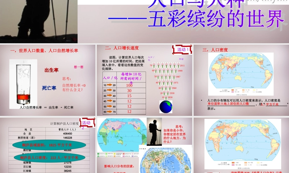 七年级历史与社会上册 第二单元 第3课 第1框 人口与人种课件2 人教版 课件