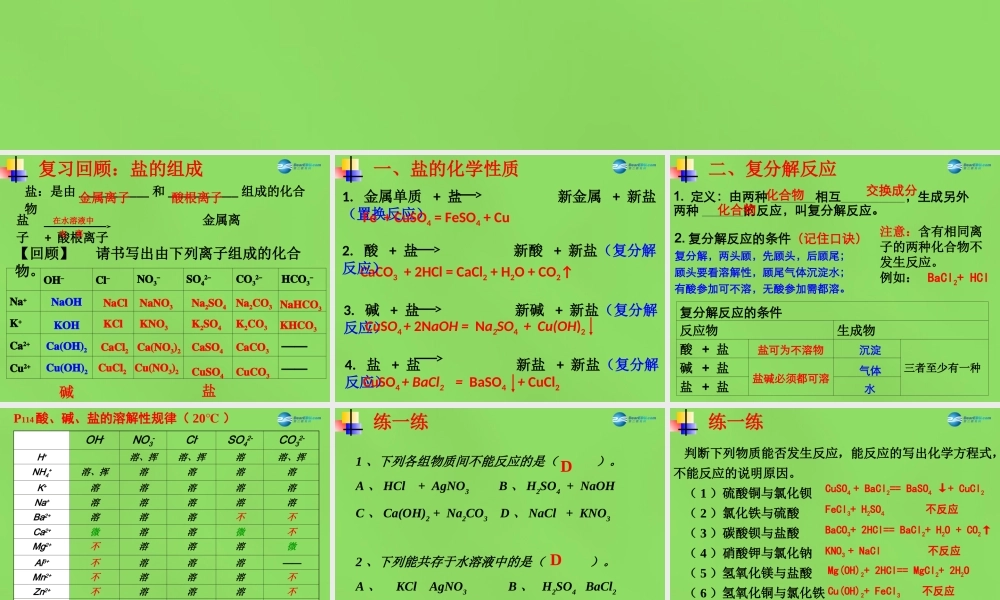 九年级化学下册 第十一单元 课题1 生活中常见的盐课件1 新人教版 课件