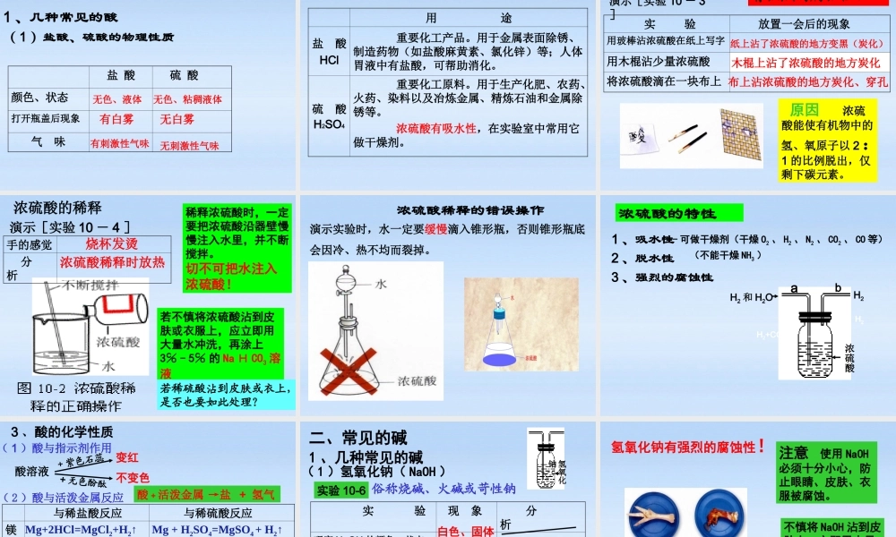 九年级化学下册 课题1常见的酸和碱1课件 人教新课标版 课件