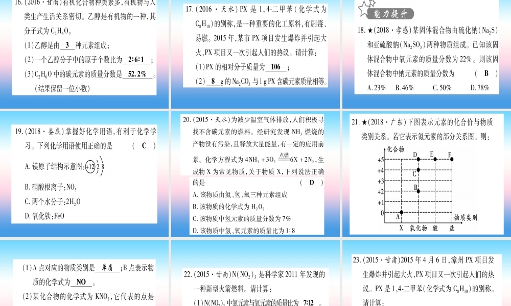 (甘肃专用)中考化学 第4单元 自然界的水 第2课时 物质组成的表示(提分精练)课件