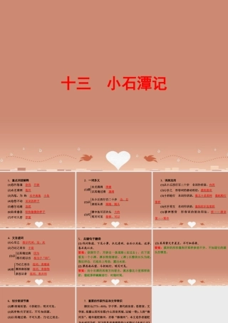 中考语文 第一篇 课内重点文言文梳理十三 小石潭记讲解课件