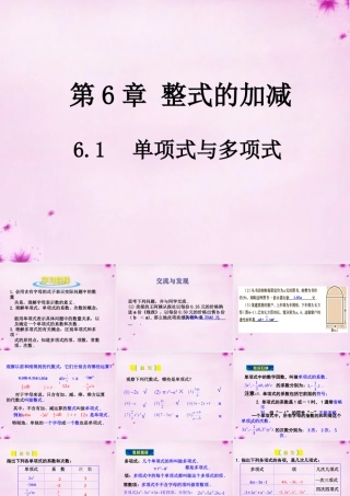 七年级数学上册 6.1 单项式与多项式课件 (新版)青岛版 课件