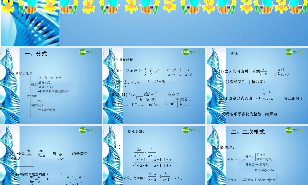 中考数学第一轮复习 第4课 分式、二次根式课件 苏科版 课件