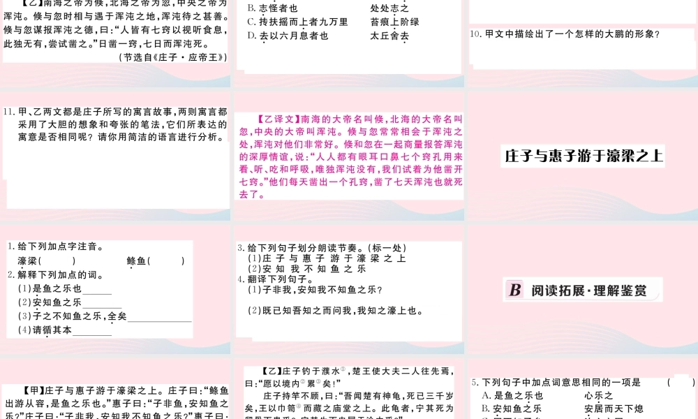 (河南专版)八年级语文下册 第六单元 21(庄子)二则习题课件 新人教版 课件