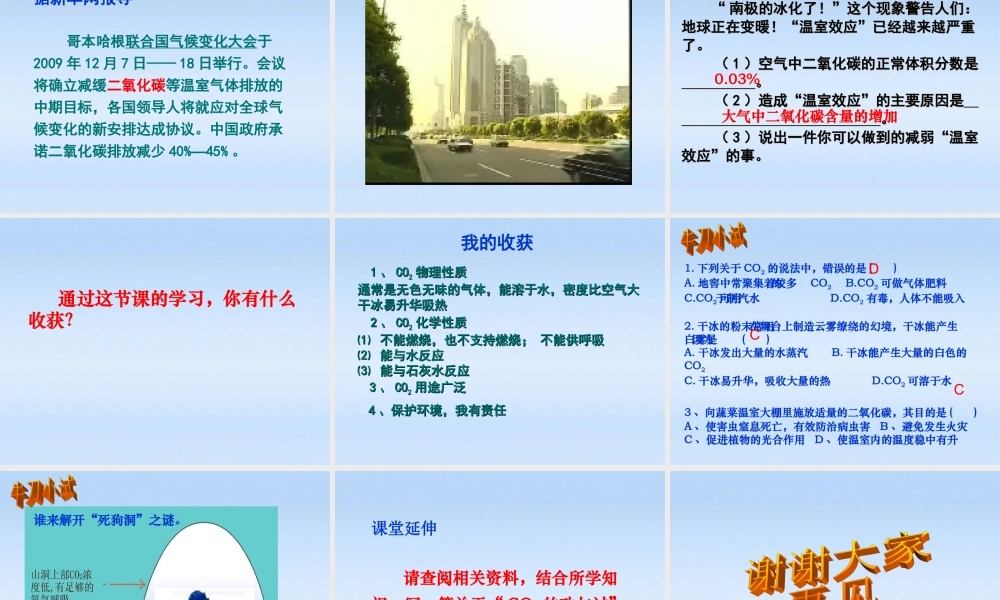 九年级化学上册 二氧化碳和一氧化碳1课件 人教新课标版 课件