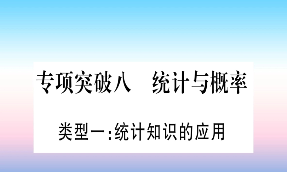 (湖北专版)中考数学总复习 第2轮 中档题突破 专项突破8 统计与概率 类型1 统计知识的应用习题课件