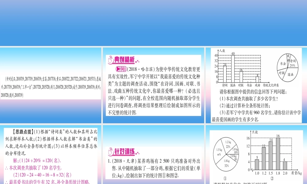 (湖北专版)中考数学总复习 第2轮 中档题突破 专项突破8 统计与概率 类型1 统计知识的应用习题课件