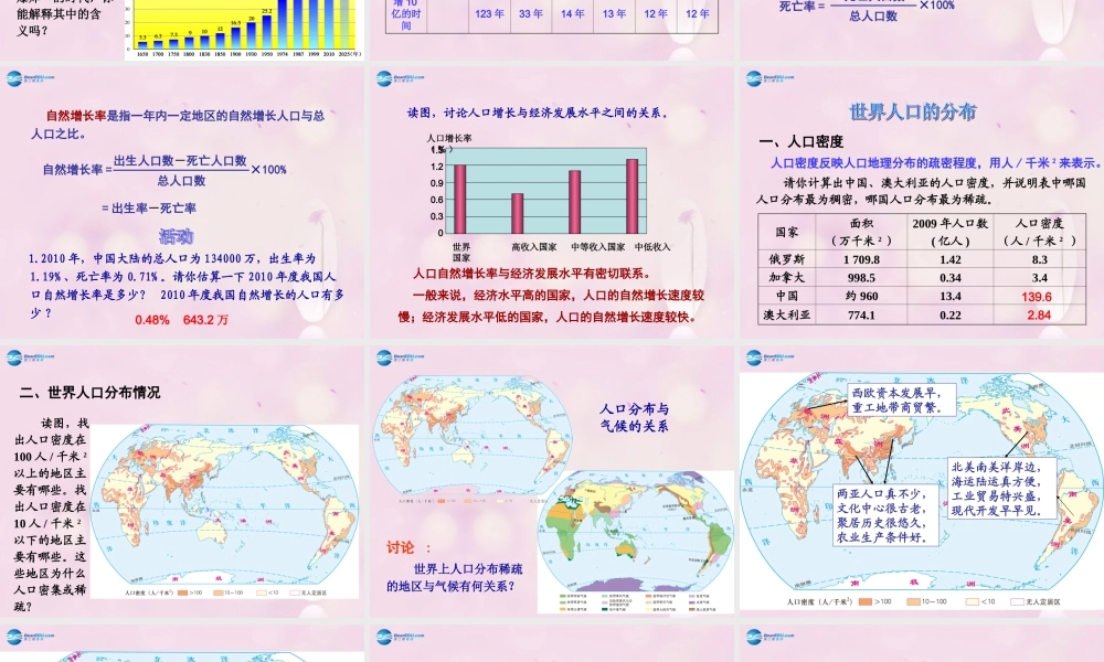 七年级地理上册 第三章 第一节 世界的人口课件 湘教版 课件