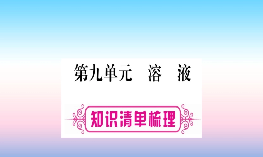 (湖北专版)中考化学总复习 第1部分 教材系统复习 九下 第9单元 溶液习题课件2 课件