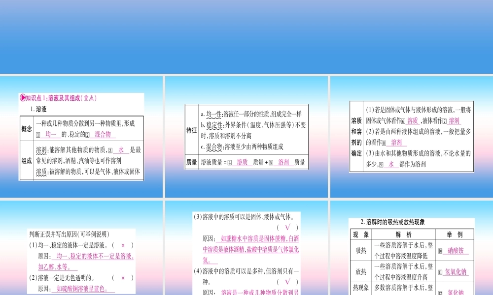 (湖北专版)中考化学总复习 第1部分 教材系统复习 九下 第9单元 溶液习题课件2 课件