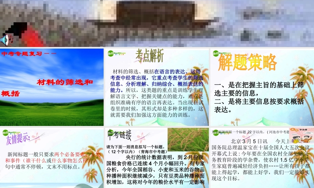 中考语文复习 压缩信息课件