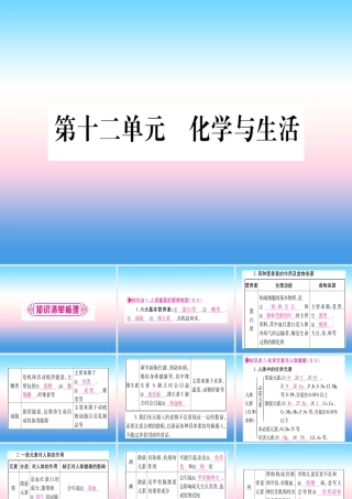 (云南专用)中考化学总复习 第1部分 教材系统复习 九下 第12单元 化学与生活(精讲)课件