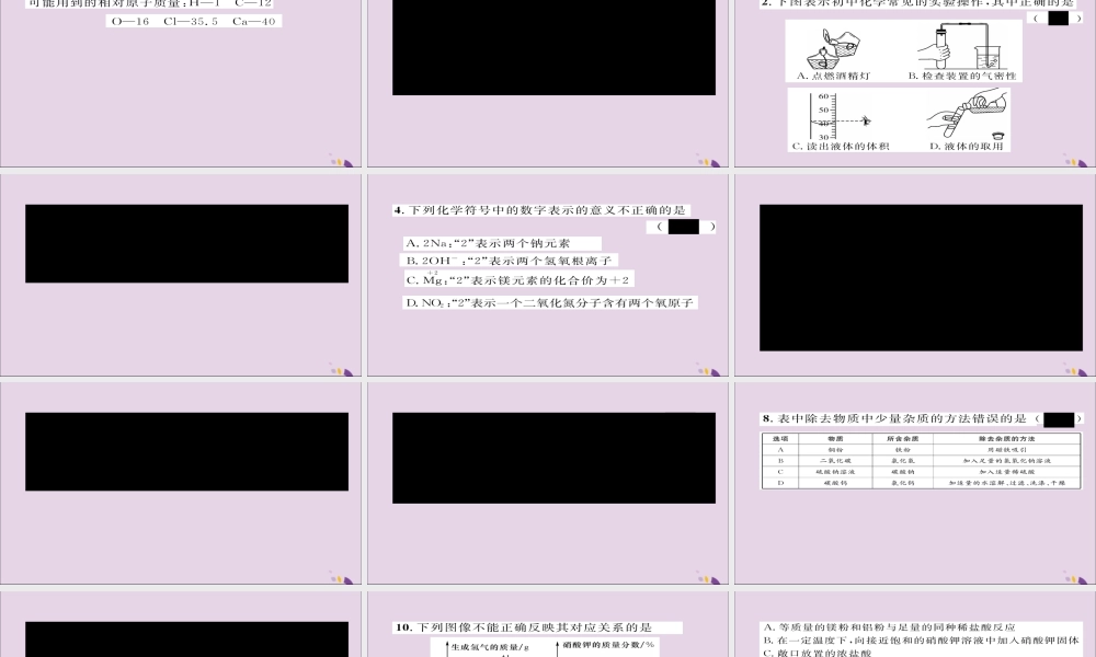(遵义专版)中考化学总复习(升学)统一考试模拟(二)课件