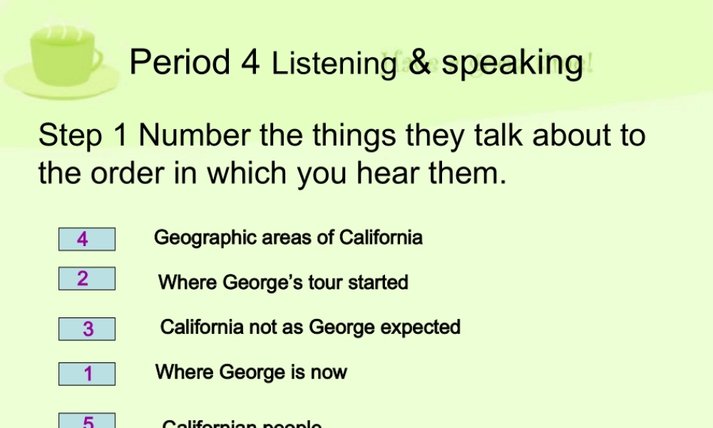 period 4 广东省高二英语Unit1 课件全集 广东省高二英语Unit1 课件全集