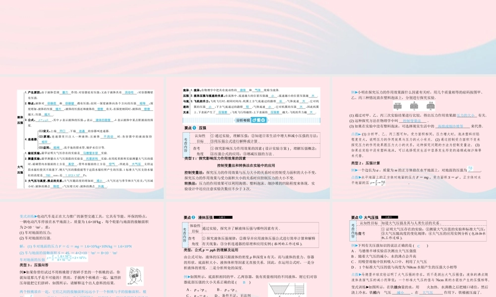 中考物理总复习 八下 第9讲 压强课件