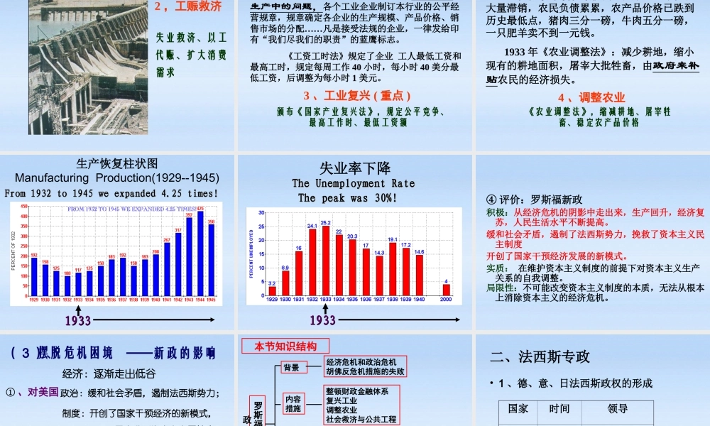 九年级历史下册 第12课罗斯福新政和法西斯专政课件 华东师大版 课件