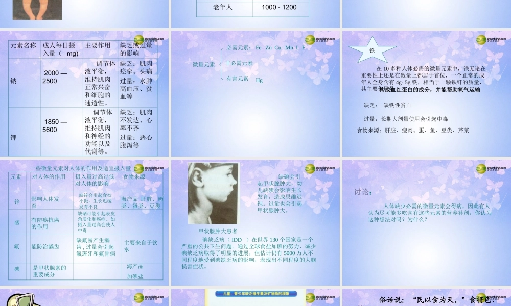 九年级化学上册 元素与人体健康课件 新人教版 课件