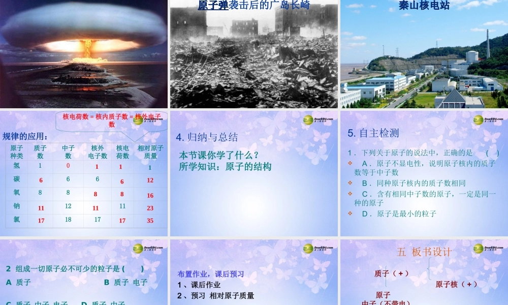 九年级化学上册(32 原子的构成)课件 新人教版 课件