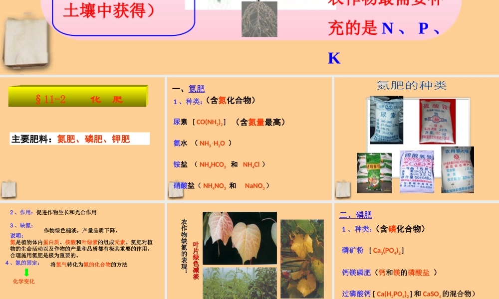 九年级化学下册 第十一单元化学肥料课件 人教新课标版 课件