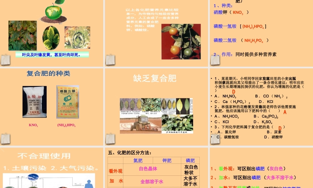 九年级化学下册 第十一单元化学肥料课件 人教新课标版 课件