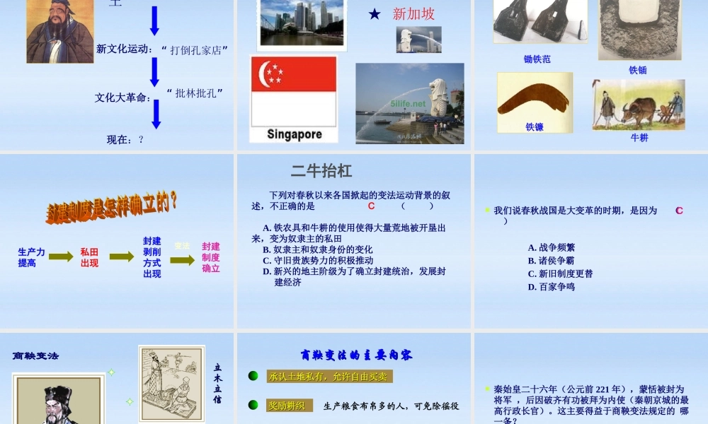 七年级历史上册 (中国历史)重点问题专题复习课件