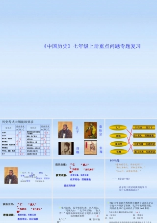 七年级历史上册 (中国历史)重点问题专题复习课件