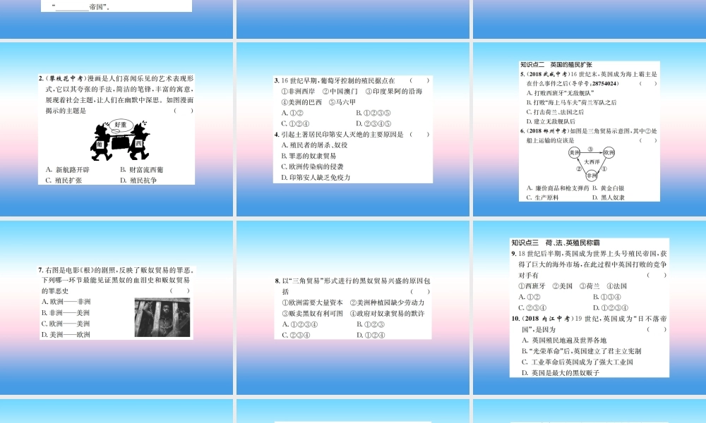 九年级历史上册 第5单元 步入近代 第16课 早期殖民掠夺作业课件 新人教版 课件